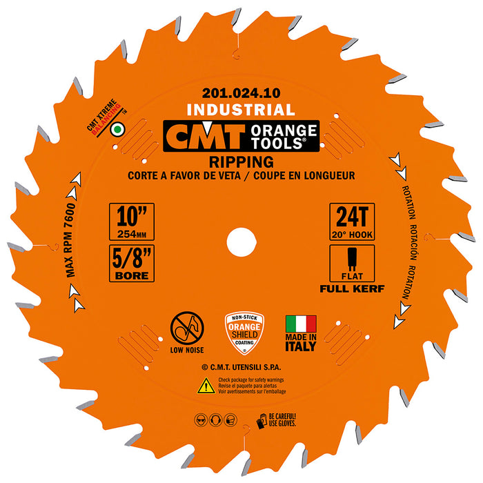 CMT 201.024.10 - 10" x 24T Industrial Ripping Circular Saw Blade, 5/8" Bore