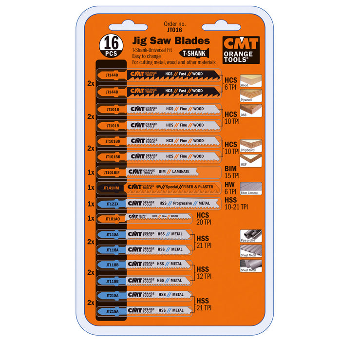 CMT 16 Piece Jigsaw Blade Set