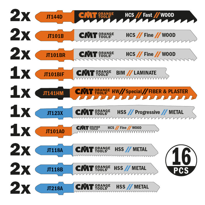 CMT 16 Piece Jigsaw Blade Set