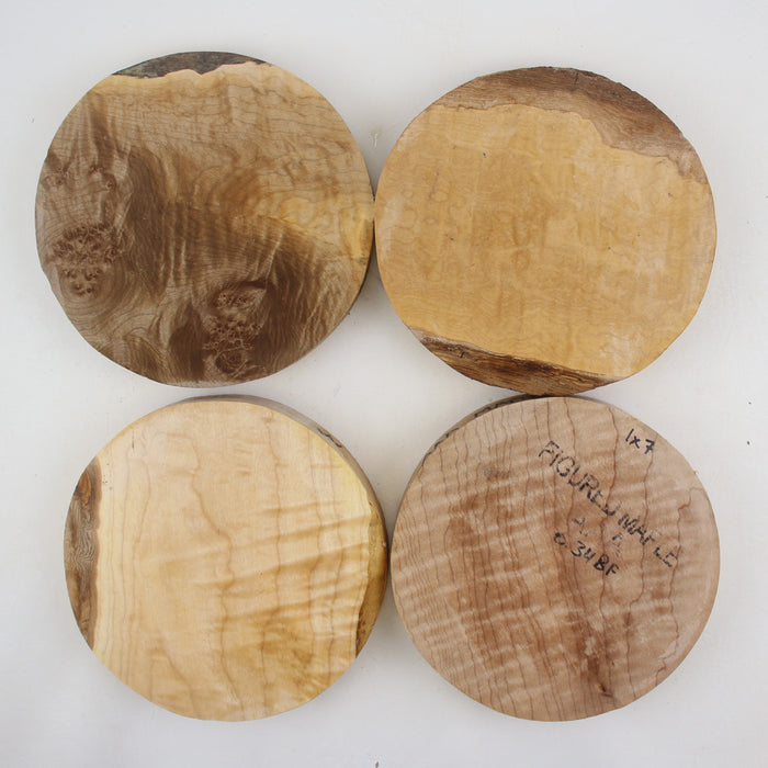 Maple Flame Rounds, Set of 4, 7.1" x 1.0" Thick  - Stock #41298