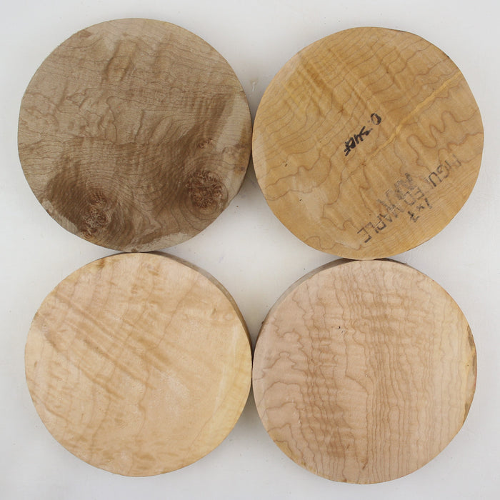 Maple Flame Rounds, Set of 4, 7.1" x 1.0" Thick  - Stock #41298