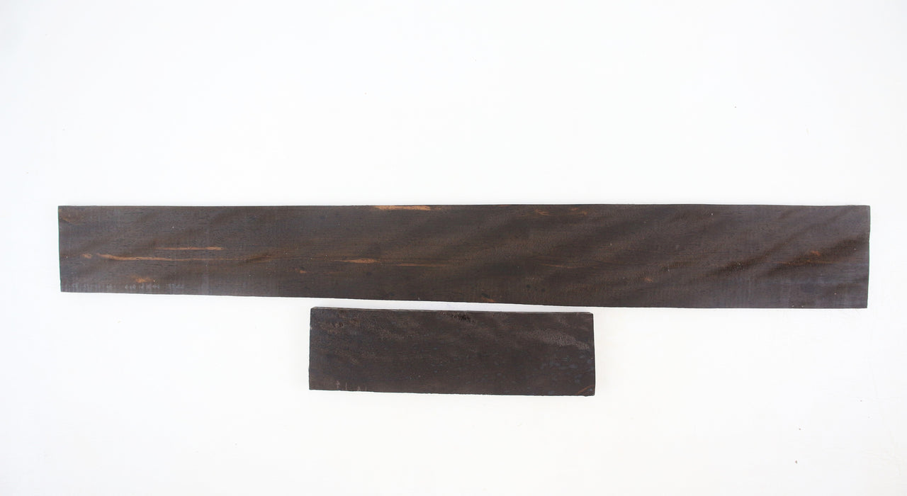 Ebony Guitar Fingerboard and Bridge Blank Set, Very Highly Figured, 21" Long - Stock #41369