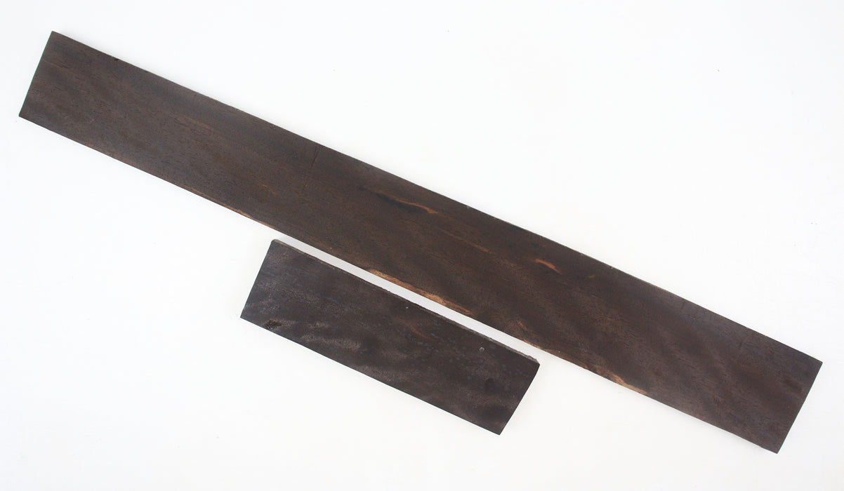 Ebony Guitar Fingerboard and Bridge Blank Set, Very Highly Figured, 21" Long - Stock #41369