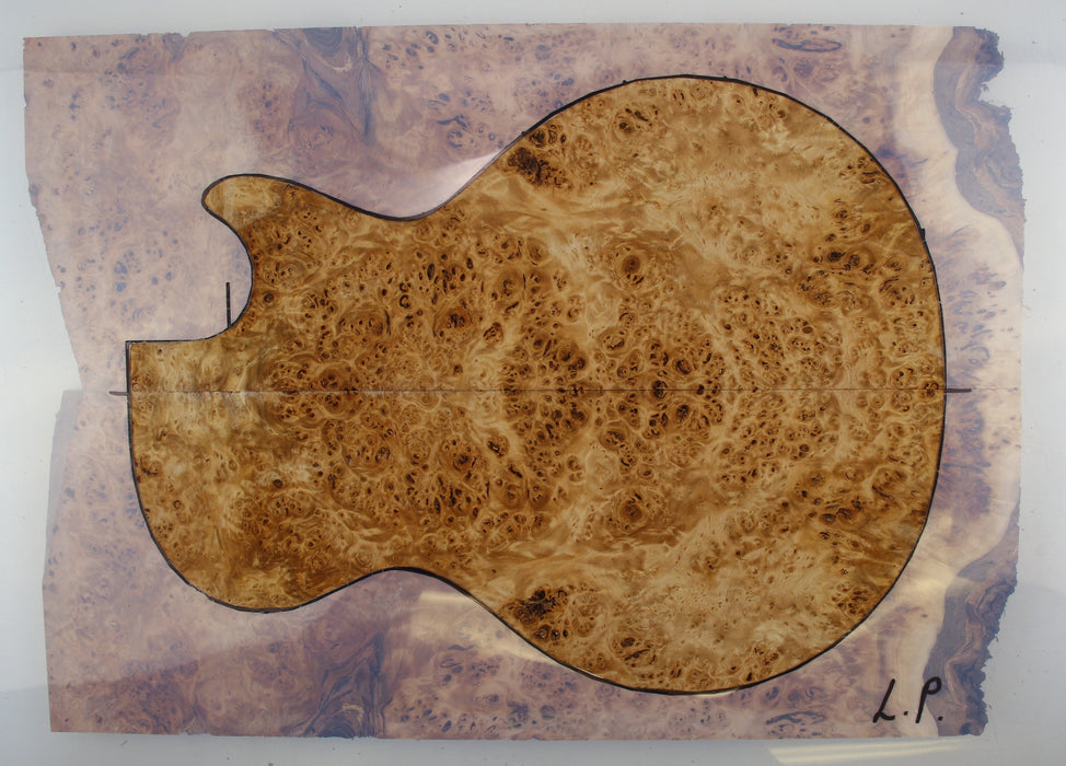 Cottonwood Burl Guitar Set, 4A Very Highly Figured, 2.3cm (0.91") Thick - Stock #41467