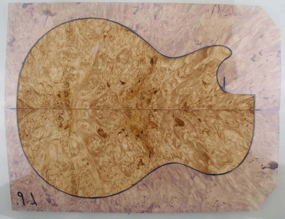 Maple Burl Guitar Set, 4A Very Highly Figured, 1.5cm (0.6") Thick - Stock #41482