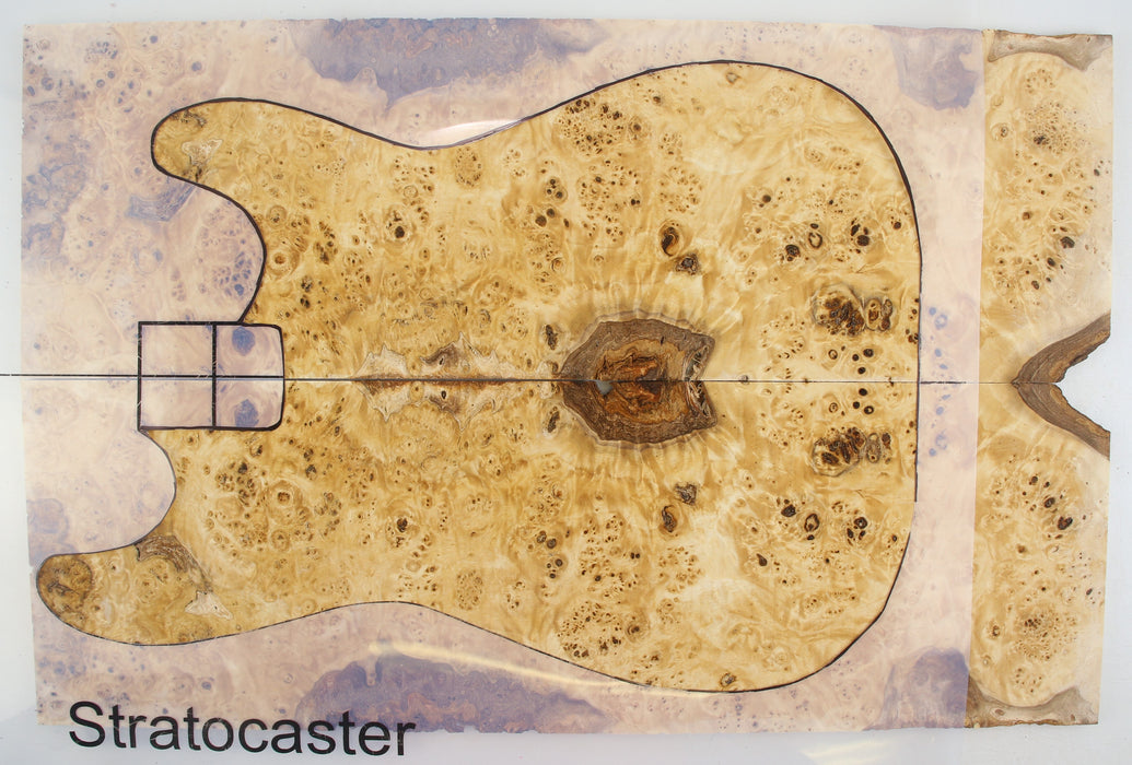 Cottonwood Burl Guitar Set, Highly Figured, 10mm (0.39") Thick - Stock #41454