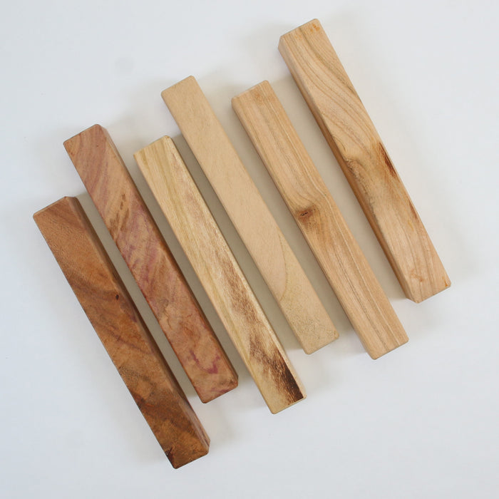 Fruit Wood Pen Blanks Bundle, Set of 6, 6" Long - Stock #41618