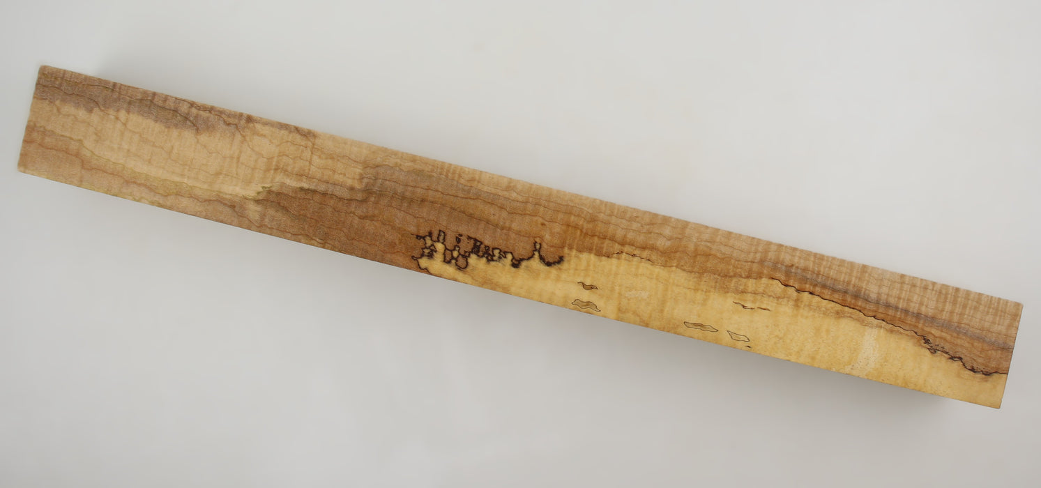 Maple Flame Spalted Spindle, Highly Figured, 22.4"x 2.3"x 2.7" Thick - Stock #40886