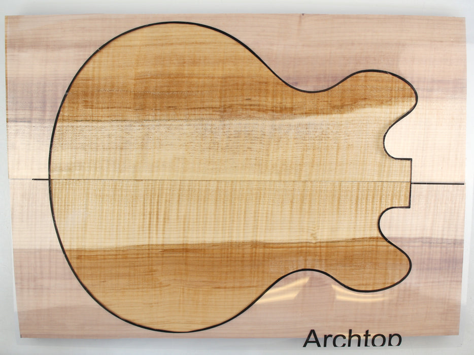 Maple Flame Archtop Back/Carve Top, 3A Highly Figured, 2.5cm (0.9") Thick - Stock #40948