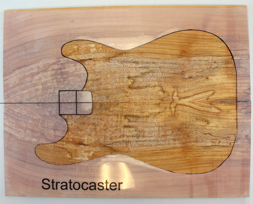 Maple Spalt Guitar Set, 3A+ Very Highly Figured, 0.22"(5.6mm) Thick - Stock #42341