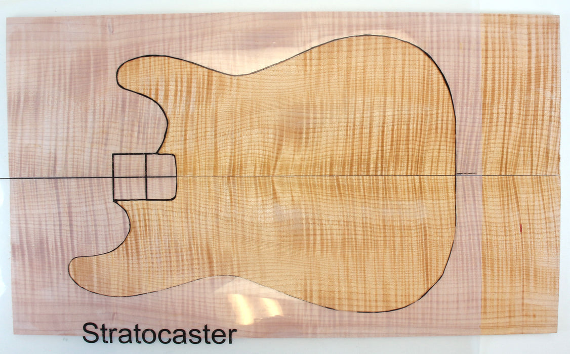 Maple Flame Guitar Set, 4A Exceptionally Figured, 8mm (0.32") Thick, - Stock #42344