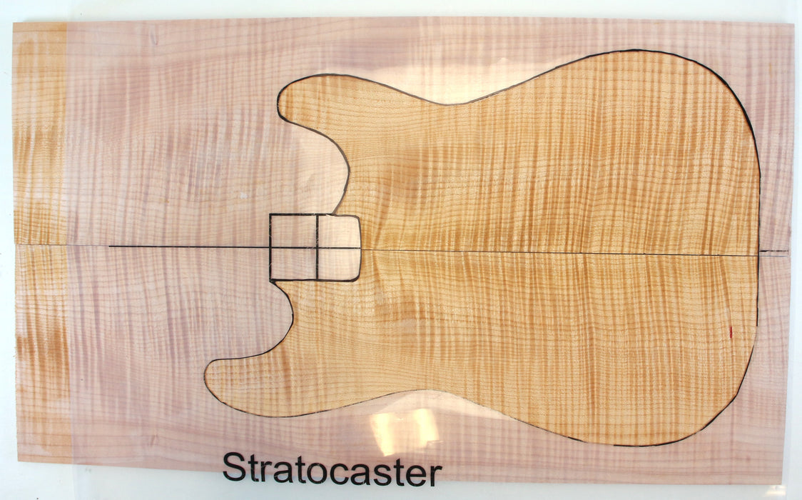 Maple Flame Guitar Set, 4A Exceptionally Figured, 8mm (0.32") Thick, - Stock #42344