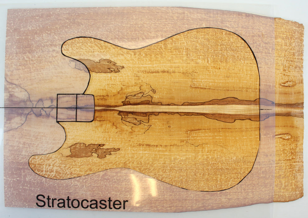 Maple Spalt Guitar Set, 4A Highly Figured, 0.23"(5.8mm) Thick - Stock #42349