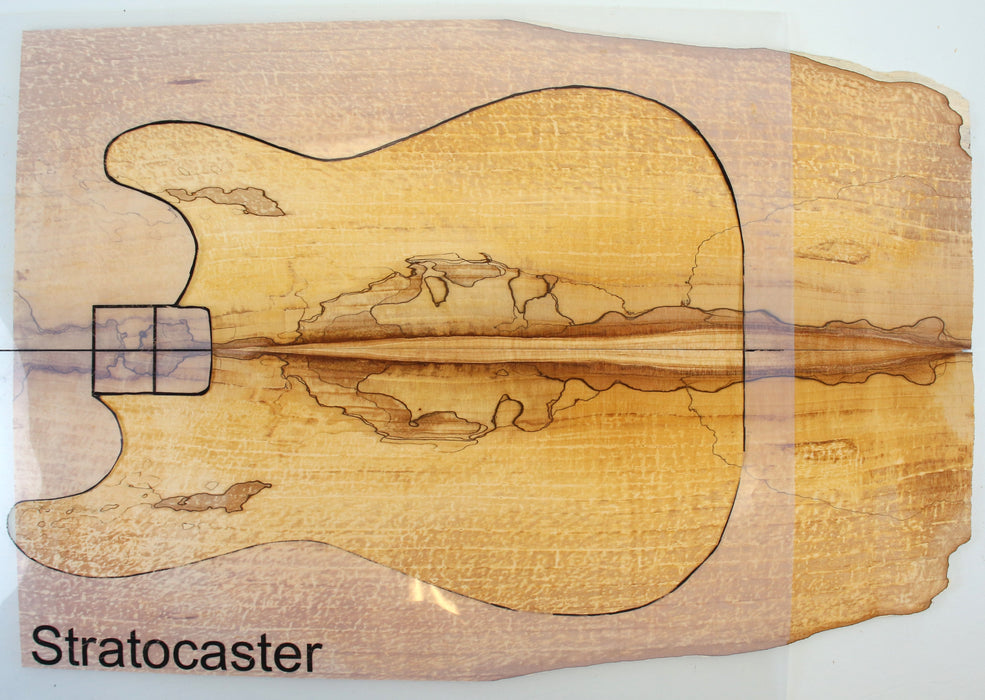Maple Spalt Guitar Set, 4A Highly Figured, 0.22"(5.7mm) Thick - Stock #42350