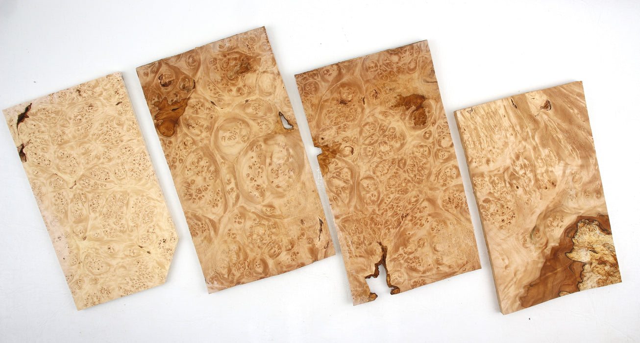 Maple Burl Headstock Veneer Bundle, Figured, 3.9mm (0.15") Thick - Stock #41018