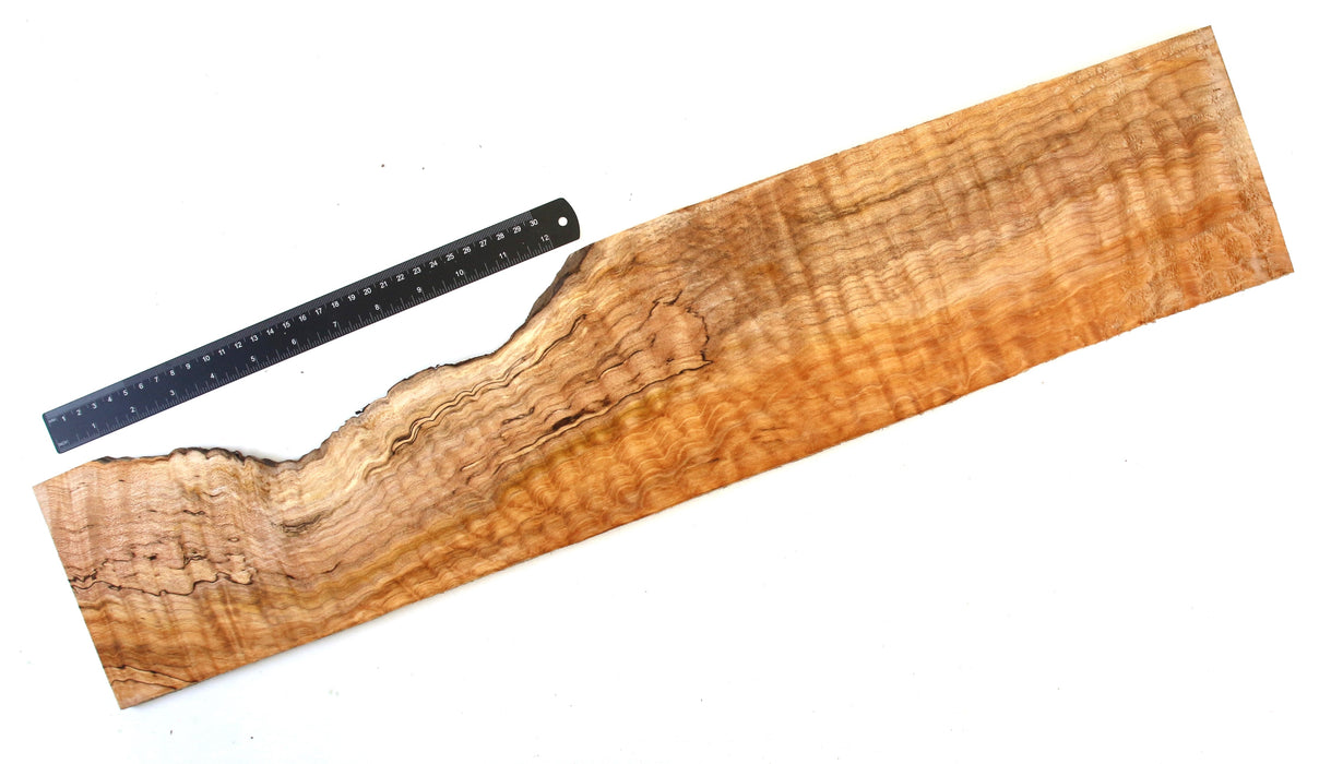 Maple Quilt Live Edge Slice, Very Highly Figured, 0.37" thick - Stock# 42495