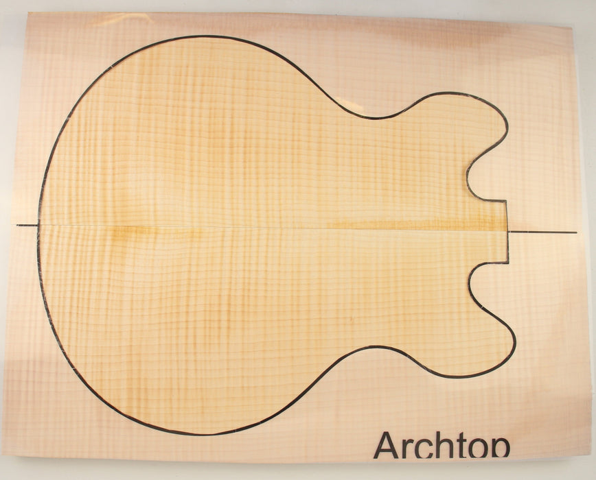 Maple Flame Archtop Guitar Back & Side Set, 2.8cm (1.1") Thick, 4A+ Highly Figured - Stock #40997