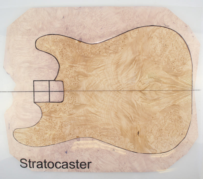 Maple Burl Guitar Set, 2A+ Figured, 8mm (0.31")Thick - Stock #41244