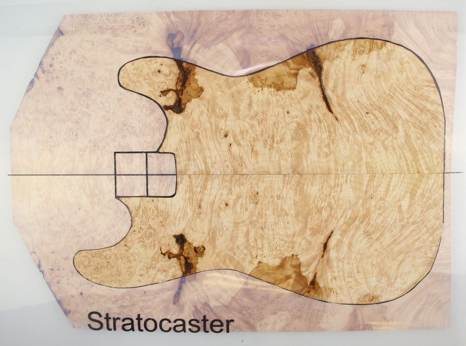 Maple Burl Guitar Set, 2A+ Figured, 8mm (0.31") Thick - Stock #41242