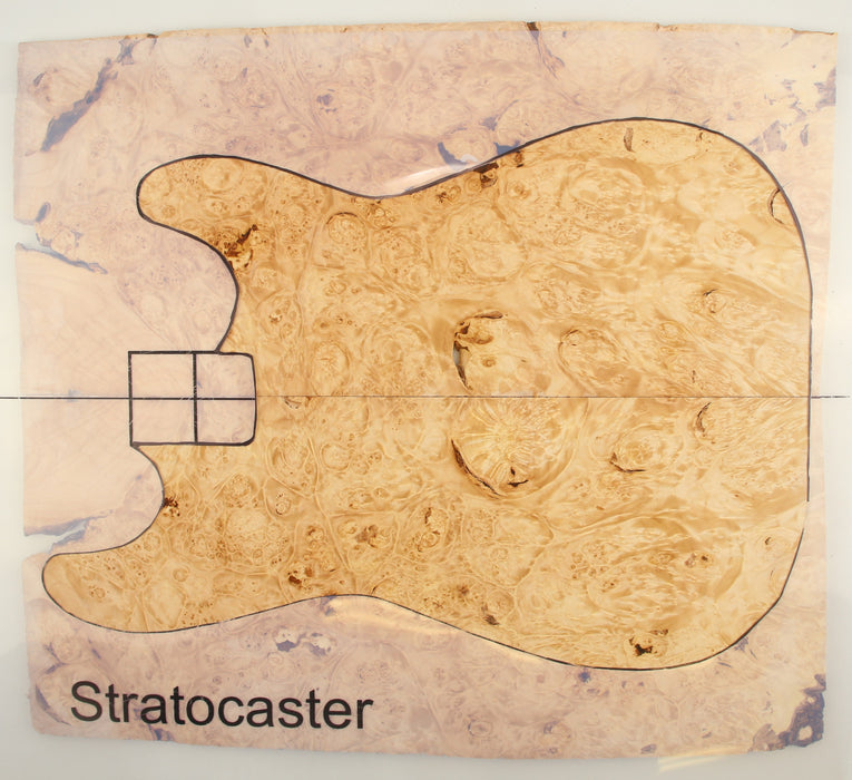 Maple Burl Guitar Set, 3A+ Figured, 7.5mm (0.30")Thick - Stock #41259