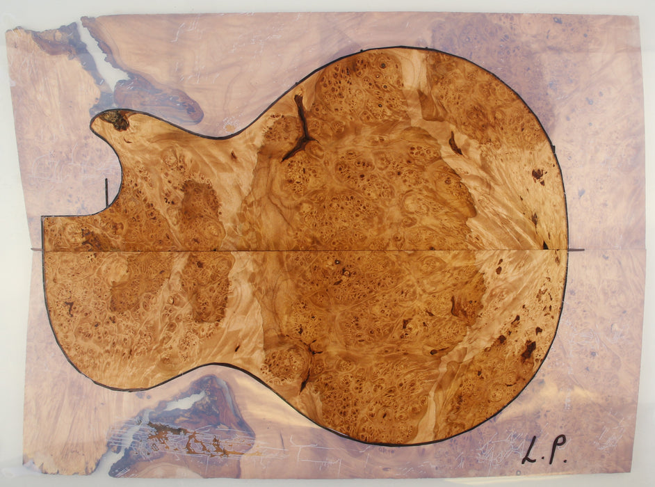 Maple Burl Guitar Set, 3A Highly Figured, 8.4mm (0.33") Thick - Stock #41267