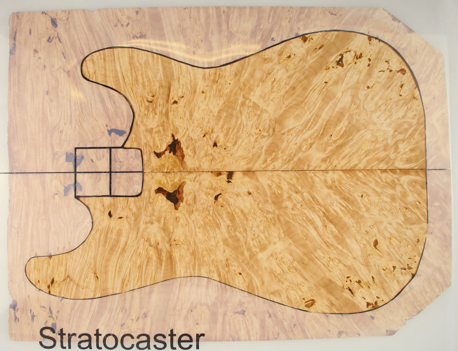 Maple Burl Guitar Set, 3A Highly Figured, 7mm (0.28") Thick - Stock #41273