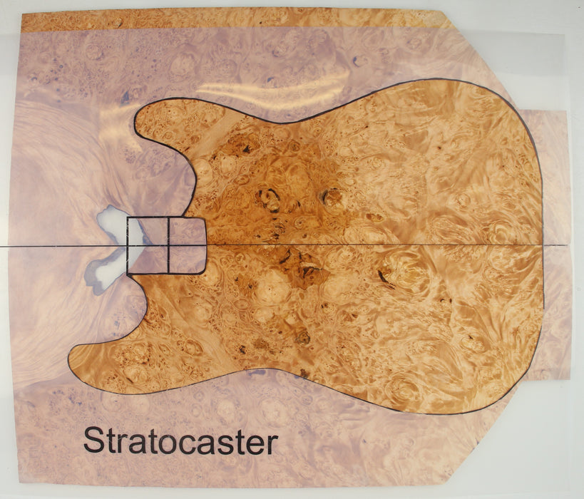 Maple Burl Guitar Set, 4A Very Highly Figured, 7.1mm (0.28") Thick - Stock #41279