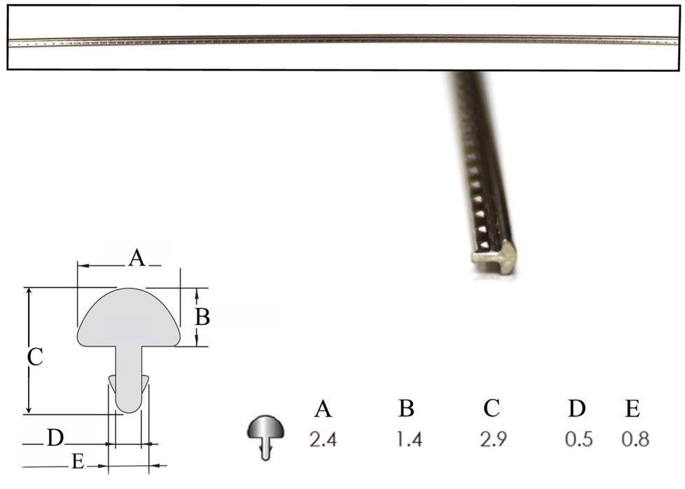 Fretwire - Medium 500mm long  x 2.4mm wide x 1.4mm crown