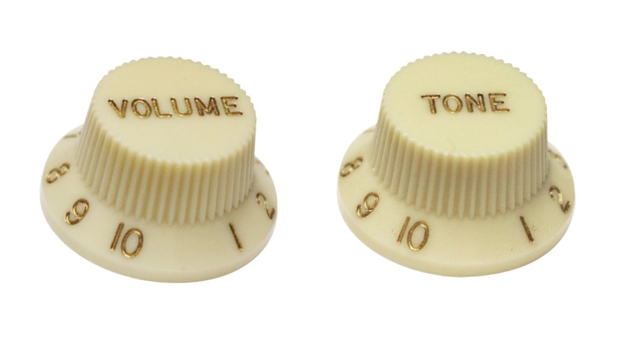 Top Hat Control Knob for Fender Strat style guitars, Vintage Ivory