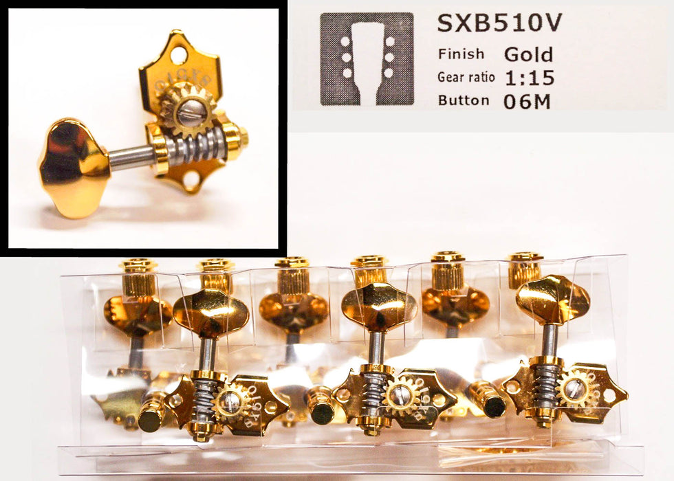 Gotoh SXB510V-G-06M Machine Heads for Electric and Acoustic Guitar (3L + 3R)